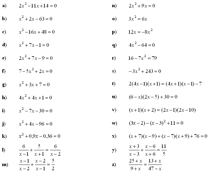 Kvadratické rovnice a nerovnice - Příklad 1 - Zadání
